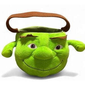 Shrek Plush Treat Bucket DreamWorks 2007 Halloween Candy Pail Ogre Face